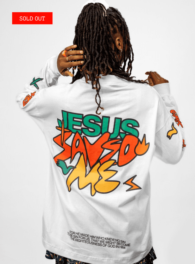 Jesus Saved Me, White Long-sleeve Shirt.png